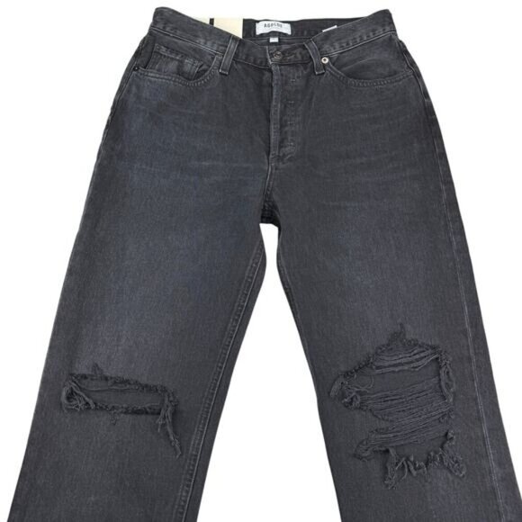 NWT AGOLDE Lana Mid Rise Vintage Straight Sz 27 Disorder Washed Black - Picture 6 of 11